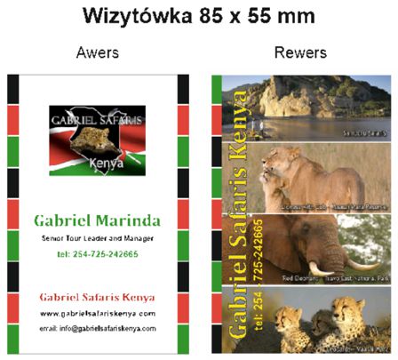 Wizytówka Gabriel Safaris Kenya