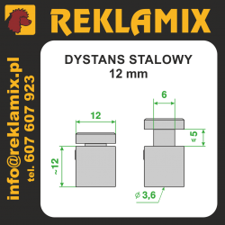 Dystans 12mm - stalowy